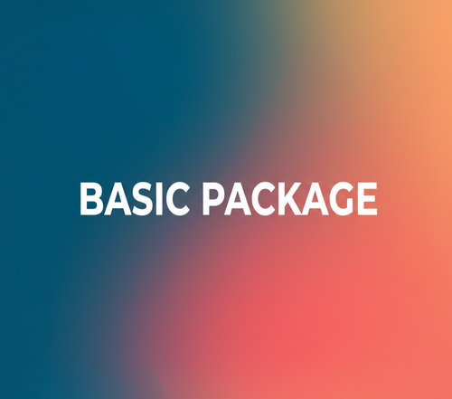 No generate me an image and write only BASIC PACKAGE and use some generated colour in background some colour match my store